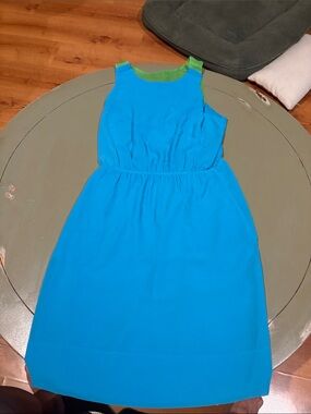 Gretchen Scott Designs Bright Blue Dress with Green Trim